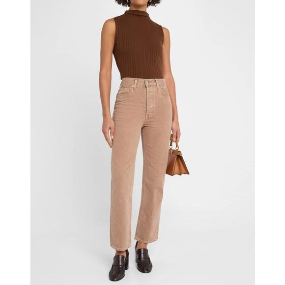 Veronica Beard Daniela Jeans Brown High-Rise Ankle Straight Leg Button Fly Sz 28 - Picture 1 of 6